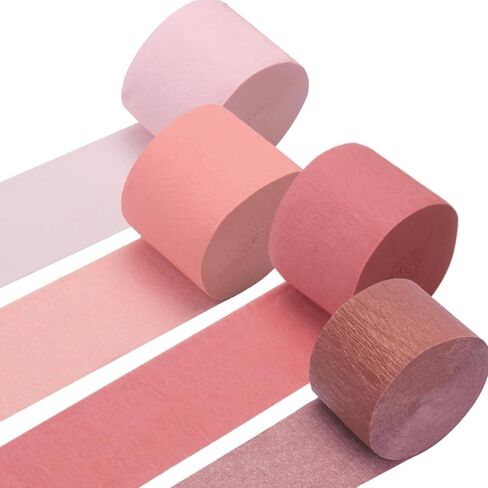 Crepe Paper Streamers 4Rolls 328ft, Pink and Hot Pink Party Streamers for Birthday Party Decorations, Wedding Decorations Crepe Paper for Baby Shower Party Decorations in Saudi Arabia