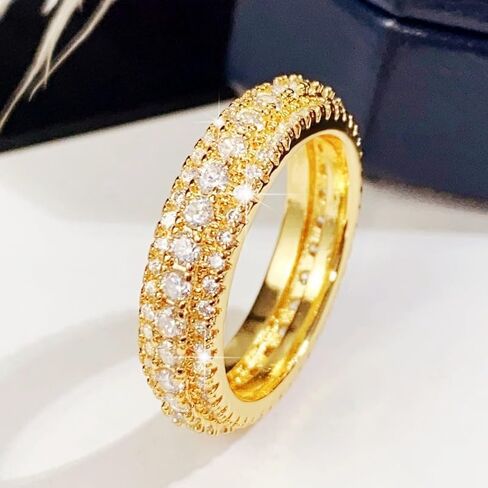 ENDLESSNESS & ETERNITY 14K White Gold Plated 3 Row Eternity Band Ring for Women CZ Cubic Zirconia Wedding Band for Women in Saudi Arabia