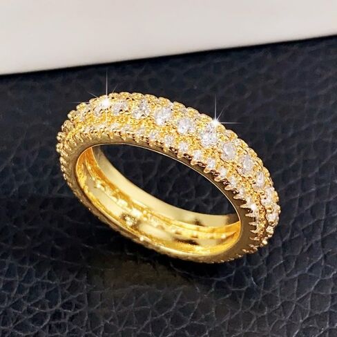 ENDLESSNESS & ETERNITY 14K White Gold Plated 3 Row Eternity Band Ring for Women CZ Cubic Zirconia Wedding Band for Women in Saudi Arabia