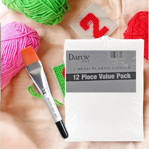 Plastic Canvas 7, 1lb, 10.5" x 13.5" Clear Templates (12pc) | Bundled Watercolor Paint Brush - Versatile for Quilting & Crafting, Durable & Flexible Material - [Pack of 2] in Saudi Arabia
