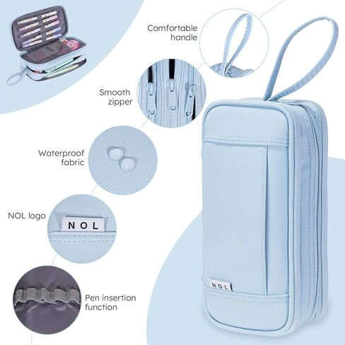 NOL Large Capacity Pencil Case Zipper Pencil Purse 3 Compartment Pencil Pouch Office Stationery Organizer Multi-functional Pencil Bag for School Girl Boy Adults - Earth-yellow in Kuwait