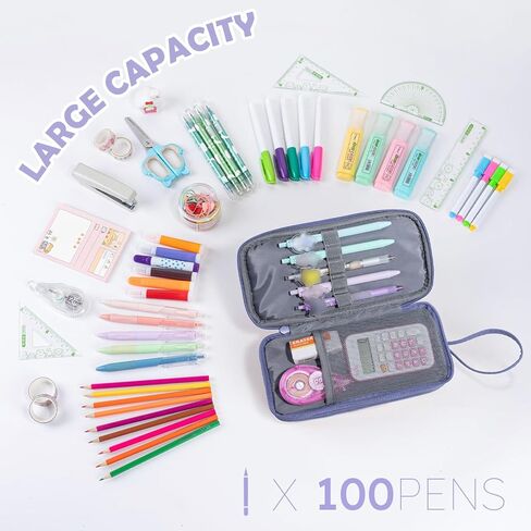 NOL Large Capacity Pencil Case Zipper Pencil Purse 3 Compartment Pencil Pouch Office Stationery Organizer Multi-functional Pencil Bag for School Girl Boy Adults - Earth-yellow in Kuwait