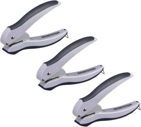 Bostitch Office EZ Squeeze One-Hole Punch, 10 Sheet Capacity, Lightweight, Gray/Blue, Pack of 3 in Saudi Arabia