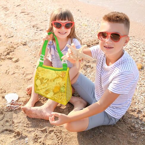 لعبة شاطئ Mesh Meshe Beach Bag Kids Shell تجميع حقيبة مع سوستة لعقد Shells Sand Sand Toy for Boys and Girls Shell Bag لالتقاط القذائف in Kuwait