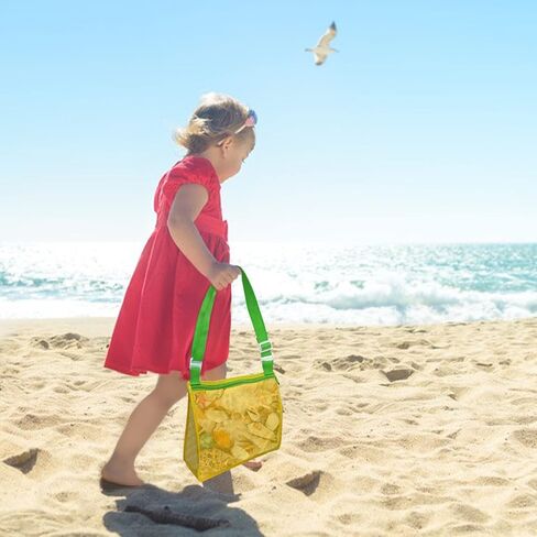 لعبة شاطئ Mesh Meshe Beach Bag Kids Shell تجميع حقيبة مع سوستة لعقد Shells Sand Sand Toy for Boys and Girls Shell Bag لالتقاط القذائف in Kuwait