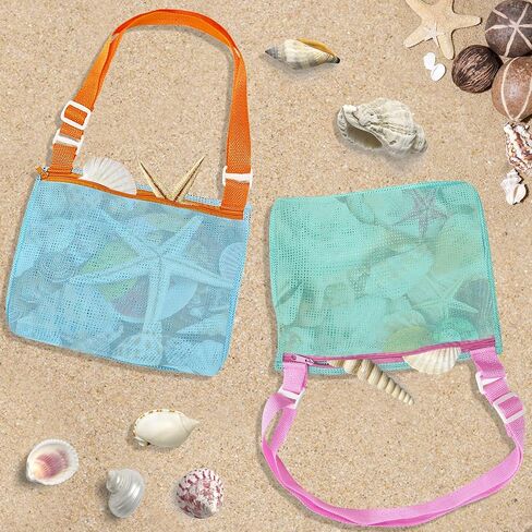 لعبة شاطئ Mesh Meshe Beach Bag Kids Shell تجميع حقيبة مع سوستة لعقد Shells Sand Sand Toy for Boys and Girls Shell Bag لالتقاط القذائف in Kuwait