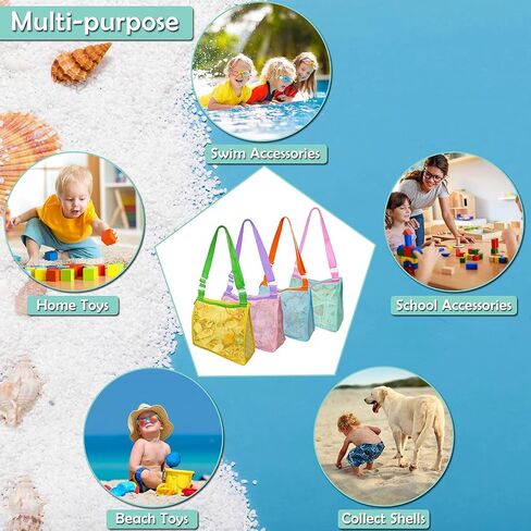 لعبة شاطئ Mesh Meshe Beach Bag Kids Shell تجميع حقيبة مع سوستة لعقد Shells Sand Sand Toy for Boys and Girls Shell Bag لالتقاط القذائف in Kuwait