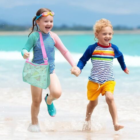 لعبة شاطئ Mesh Meshe Beach Bag Kids Shell تجميع حقيبة مع سوستة لعقد Shells Sand Sand Toy for Boys and Girls Shell Bag لالتقاط القذائف in Kuwait