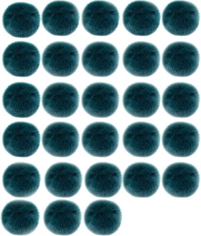 Unpafcxddyig 28 Pieces Pom Pom Balls Soft with Elastic Loop Artificial Fur Pompoms 3.15in for DIY Scarves Gloves Knitting Hats Bagss,Dark Green in Kuwait