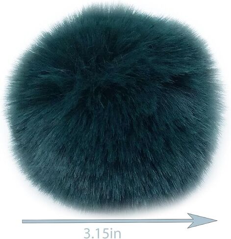Unpafcxddyig 28 Pieces Pom Pom Balls Soft with Elastic Loop Artificial Fur Pompoms 3.15in for DIY Scarves Gloves Knitting Hats Bagss,Dark Green in Kuwait