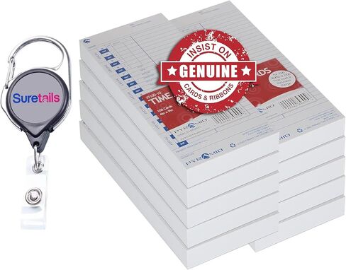 Pyramid Time Systems 35100-10Mb Time Cards For Employees, 3.2 Oz, Bundled With Retractable Id Card Badge Holder - Compatible With 3500, 3500Ss, 3600Ss, 3700 Clocks, 1000 Count [Pack Of 1] in Saudi Arabia