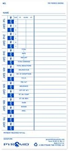 Pyramid Time Systems 35100-10Mb Time Cards For Employees, 3.2 Oz, Bundled With Retractable Id Card Badge Holder - Compatible With 3500, 3500Ss, 3600Ss, 3700 Clocks, 1000 Count [Pack Of 1] in Saudi Arabia