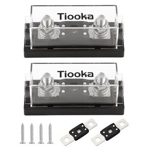 60A MEGA Fuse Holder Kit with 60 Amp Fuses 0/2/4/8 Gauge AWG Fuse Block 2 Pack for Car Audio Truck DIY Fuse Box Automotive Fuse Block Heat Resistant