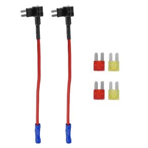 Motoforti Universal Add a Circuit 12V Fuse Tap Holder Adapter with 2pcs 10A 20A APT APR Blade Type Fuse, Plastic, Blue, 1 Set