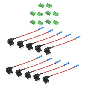 X AUTOHAUX 32V 10pcs Standard Fuse Adapter Tap Fuse Kit with 10pcs 30A Blade Style Fuse for Cars Boats