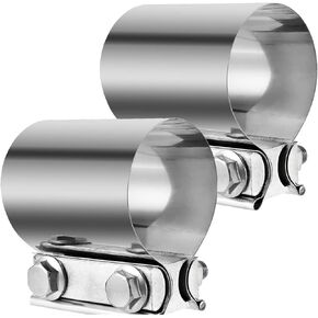 Sutekus Exhaust Clamp Butt Joint Exhaust Band Clamp Stainless Steel Band Coupler Sleeve, 2 PCS (2.5")