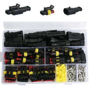 352Pieces Waterproof Wire Connectors Terminals - Automotive Motorcycle Car Truck Boat Electrical Connectors Plug Kit, 1 2 3 4 Pin Harness