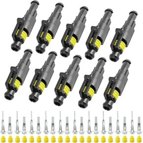 10 Kit 1 Pin Connector, 20-16 AWG Waterproof Electrical Automotive Wire Connector, 1.5mm Series Terminals Male Female Car Harness Plug Sets