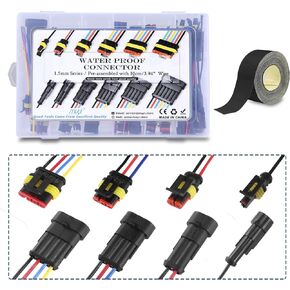 16AWG Automotive Wire Connector, 1/2/3/4 Pin Waterproof Connectors Quick Connect Disconnect Electrical Pigtail Plugs (27 Kits, 1 Pack)