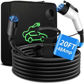 كابل تمديد J1772، سلك تمديد 48A 20 قدم Ev متوافق مع جميع شواحن SAE J1772، مناسب لـ J1772 EVs/PHEVs، شاحن EV المستوى 1/ المستوى 2 مع حقيبة حمل ومنظم سلك تمديد in Kuwait