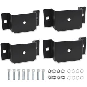 Utility Trailer Stake Pocket, 2x4 Brackets for Wood, Flat Beds and Trucks, Frosted Anti-Slip Process (Black, 4Pack, Included mounting Bolts and Nuts)