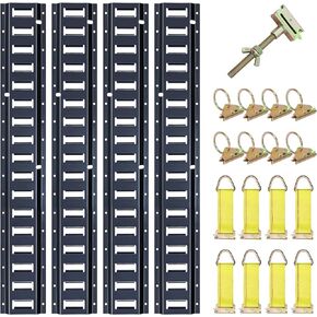 Trekassy E Track Tie-Down Rail Kit - 21 Pieces: 4 Pack 5ft Etrack Rails & 17 E-Track Accessories for Trailers, Truck Bed