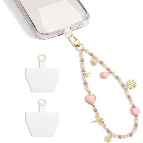 Beaded Phone Charm,Case-Mate Phone Lanyard with Tether Tab Wrist Strap Grip for Women Girl iPhone 15 Pro Max / 14 Pro Max / 13 Pro Max / 12(Pink) in Kuwait