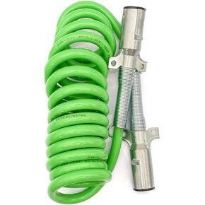 7 Way Plug ABS Straight Cable Assembly for Power Brake Lights Green Jacket for Semi Truck Trailer Tractor 12 FT