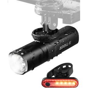 X-TIGER Bike Lights Front and Back for Night Riding, USB-C Rechargeable Bicycle Light with 6+4 Modes, IP66 & Anti-Dazzled Bike Headlight for Urban Cyclists