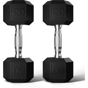 Hex Dumbbells Set Rubber Coated Hand Weights Exercise & Fitness for Home Gym Workouts Weight Strength Training, Set of 2