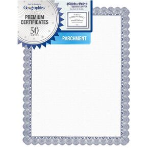 Conventional Blue Certificate - 24 lb - 11" x 8.50" - Inkjet, Laser Compatible - Blue with White Border50 / Pack
