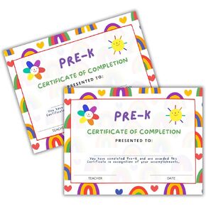 Pre-K Diploma Graduation Certificate | 50 pk 8.5 x 11" Homeschool Award for Pre Kindergarten Grade Ceremony for Teachers to Hand Out
