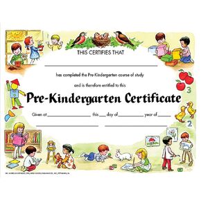 Hayes Pre-Kindergarten Certificate, 8.5" x 11", Pack of 30