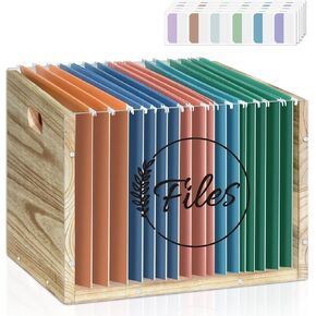 صندوق منظم ملفات من الأكريليك الشفاف، منظم مجلد خشبي معلق بمقبض، حامل صندوق تخزين منظم ورق المستندات، خزائن ملفات للمنزل والمكتب والمدرسة مع 20 فئة بحجم الحروف in Kuwait