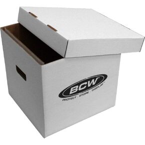 BCW 33 RPM 12" Vinyl Storage Box with Lid | Holds up to 65 LP's or Laser Discs | White (5-Boxes)