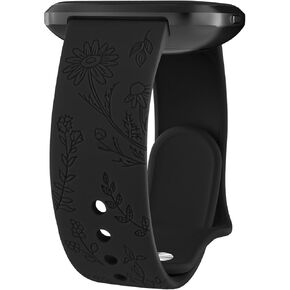 Vancle Silicone Floral Engraved Bands Compatible with Fitbit Versa 2 Bands for Women Men, Soft Breathable Sport Replacement Wristbands for Fitbit Versa 2 / Fitbit Versa/Versa Lite/Versa SE in Kuwait