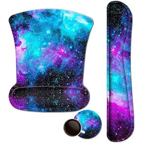 Mouse Pad with Wrist Support and Keyboard Wrist Rest Pad Set,Ergonomic Mouse Pads for Computers Laptop,Non-Slip Comfortable Mousepad w/Raised Memory Foam for Easy Typing Pain Relief (Eiffel Tower)