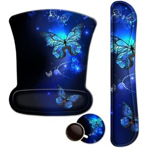 Mouse Pad with Wrist Support and Keyboard Wrist Rest Pad Set,Ergonomic Mouse Pads for Computers Laptop,Non-Slip Comfortable Mousepad w/Raised Memory Foam for Easy Typing Pain Relief (Eiffel Tower) in Kuwait