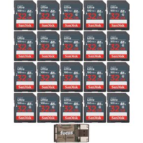 SanDisk 32GB Ultra SDHC UHS-I Memory Card (20-Pack) Bundle with High Speed Card Reader (21 Items)
