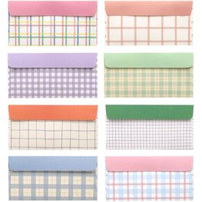 16 Pcs Money Envelopes Cash Envelopes, 8 Designs, 3.5 x 7 Inch (Checkered)