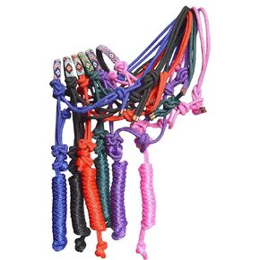 Sie Nylon Horse Braided Rope Halter Beaded Noseband Lead Rope (Black & Silver) in Kuwait