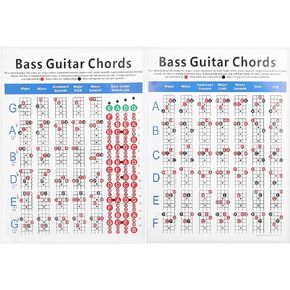 Tomotato Guitar Chords Chart Poster Reference 4 String Electric Guitar Reference Chart Bass Guitar Chords Scales Bass Guitar Wall Chart for Beginners Teachers