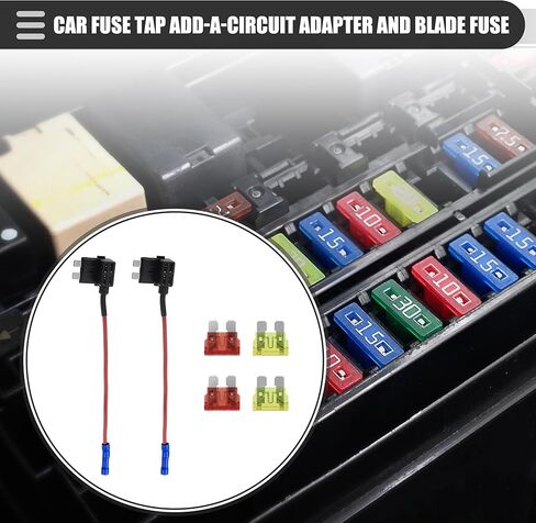 Motoforti Universal Add a Circuit 12V Fuse Tap Holder Adapter with 2pcs 10A 20A APT APR Blade Type Fuse, Plastic, Blue, 1 Set in Kuwait