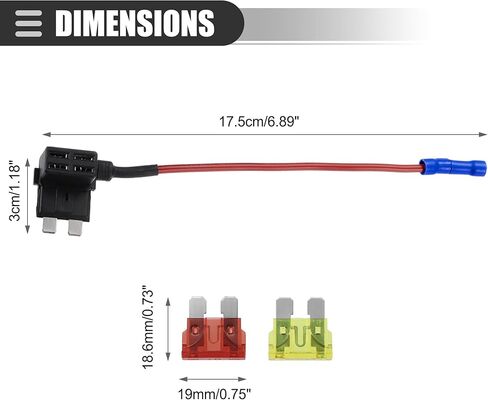 Motoforti Universal Add a Circuit 12V Fuse Tap Holder Adapter with 2pcs 10A 20A APT APR Blade Type Fuse, Plastic, Blue, 1 Set in Kuwait