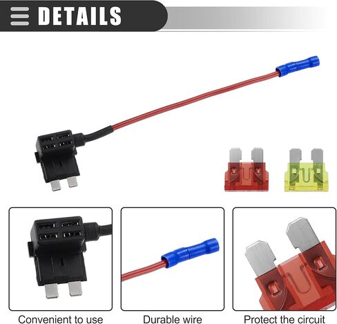 Motoforti Universal Add a Circuit 12V Fuse Tap Holder Adapter with 2pcs 10A 20A APT APR Blade Type Fuse, Plastic, Blue, 1 Set in Kuwait