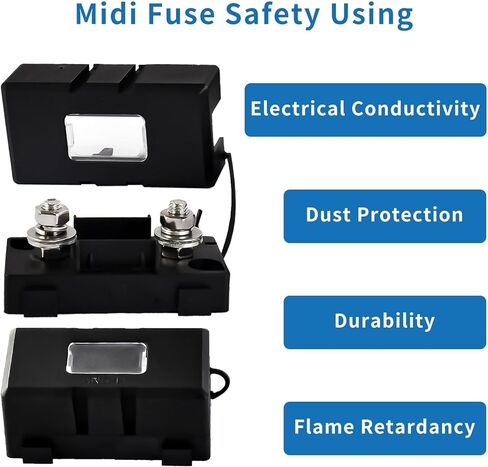 حامل فيوز AMI/Midi - حامل فيوز مضمن مطور مع كوف (جديد 2024)، حامل فيوز مثبت بمسامير لصمامات AMI/Midi، للسيارات والشاحنات والمركبات الهندسية والقوافل in Kuwait