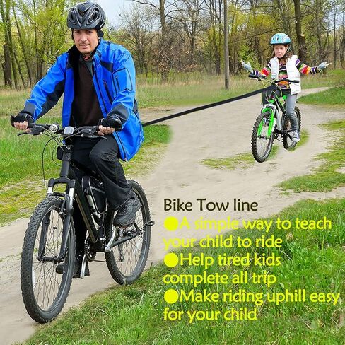 حبل سحب بنجي للدراجة، جميع مقود الدراجة للأطفال والبالغين للرحلات الطويلة MTB وركوب الدراجات (أسود) AC429 in Kuwait