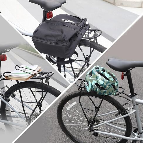 رف خلفي للدراجة بسعة 55 رطل، حامل أمتعة، حامل أمتعة للدراجة بارتفاع قابل للتعديل يناسب الدراجة مقاس 24-28 بوصة، أسود in Kuwait