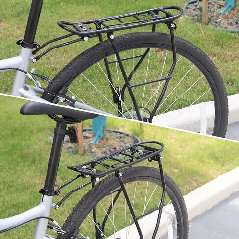 رف خلفي للدراجة بسعة 55 رطل، حامل أمتعة، حامل أمتعة للدراجة بارتفاع قابل للتعديل يناسب الدراجة مقاس 24-28 بوصة، أسود in Kuwait
