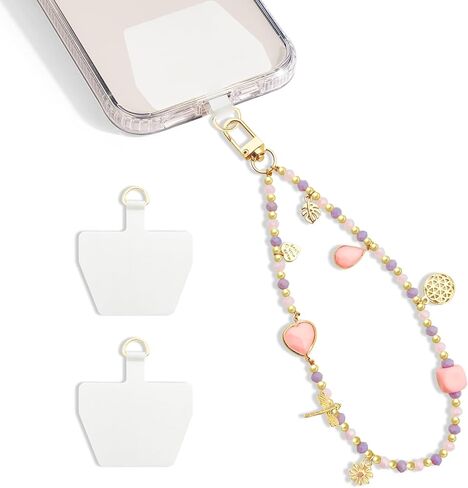 Beaded Phone Charm,Case-Mate Phone Lanyard with Tether Tab Wrist Strap Grip for Women Girl iPhone 15 Pro Max / 14 Pro Max / 13 Pro Max / 12(Pink) in Kuwait